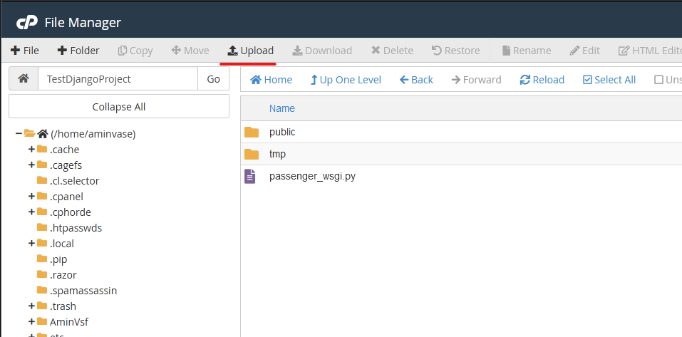 تنظیم فایل passenger_wsgi.py