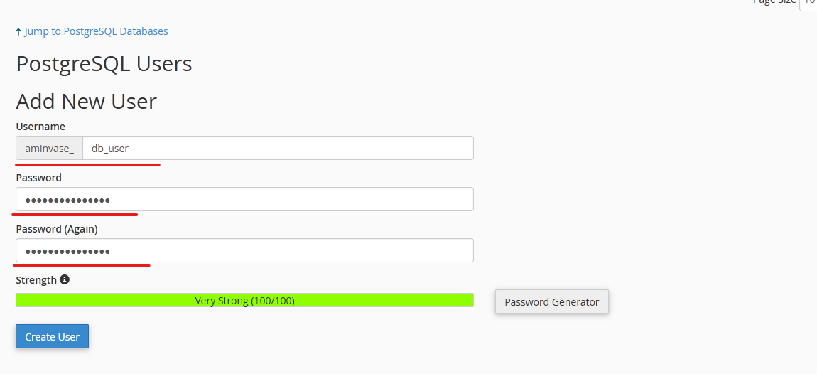 ساخت کاربر برای دیتابیس